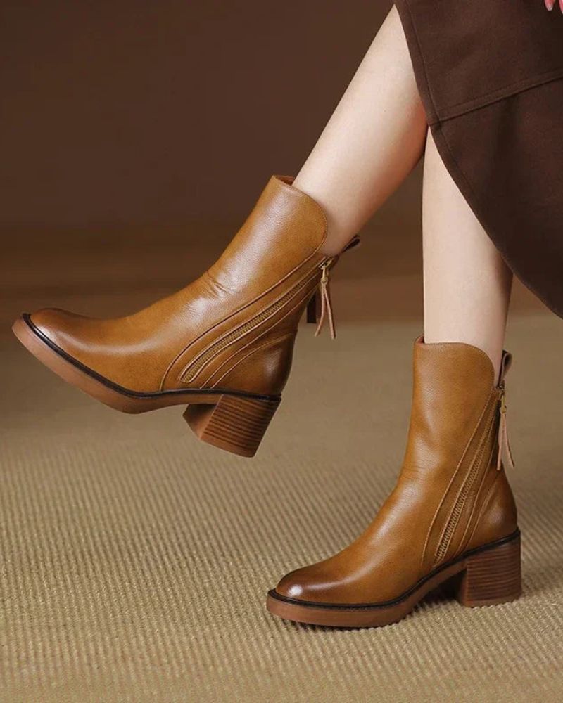 Pernelle | Bottes en Cuir à Talon Carré