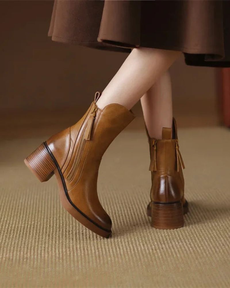Pernelle | Bottes en Cuir à Talon Carré