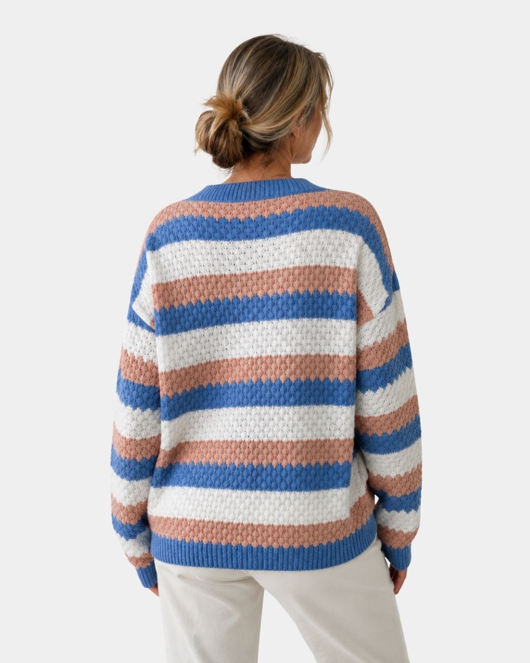 Camille | Pull Oversized avec Col Rond et Rayures