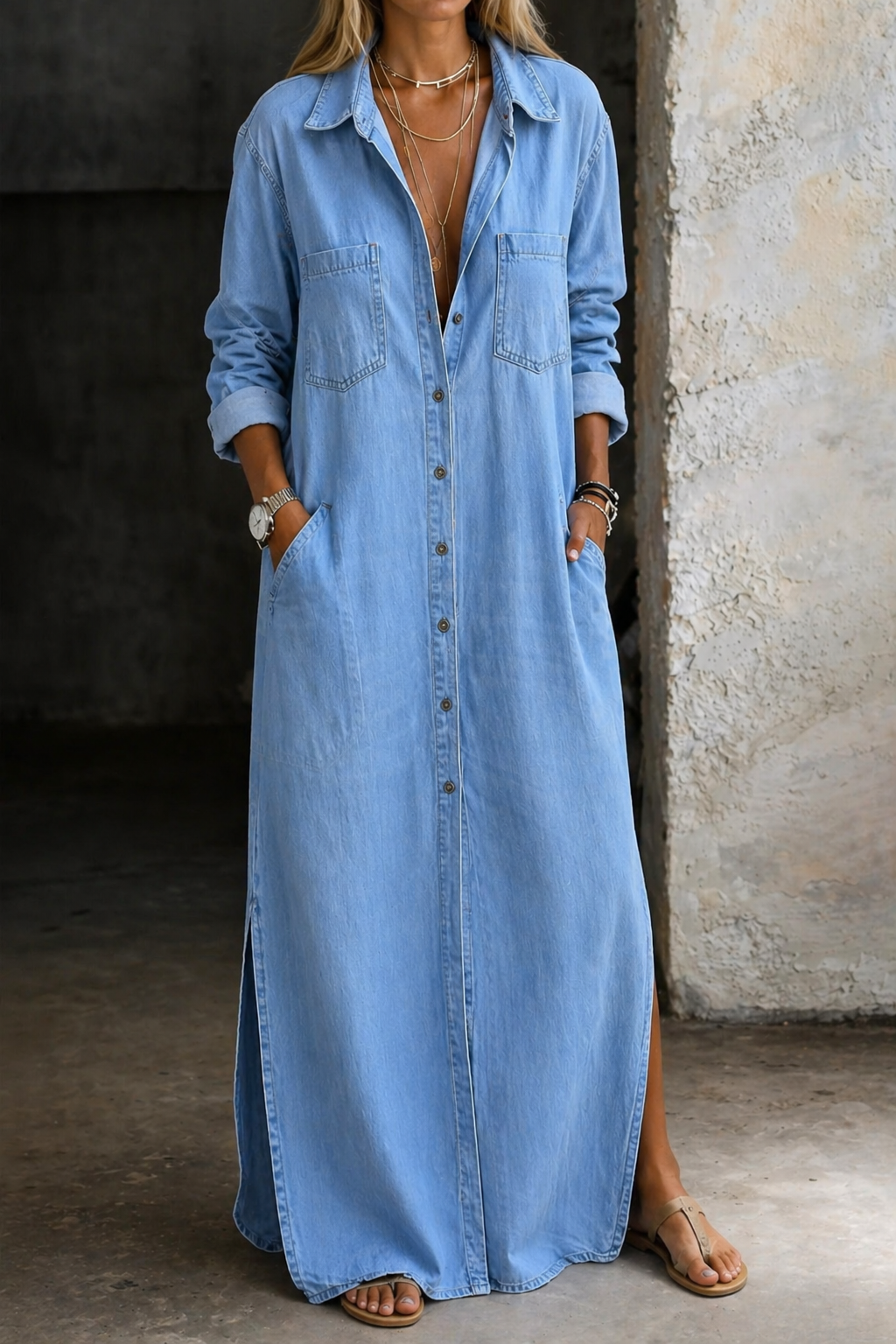 Andrea | Robe Chemise en Jean Boutonnée