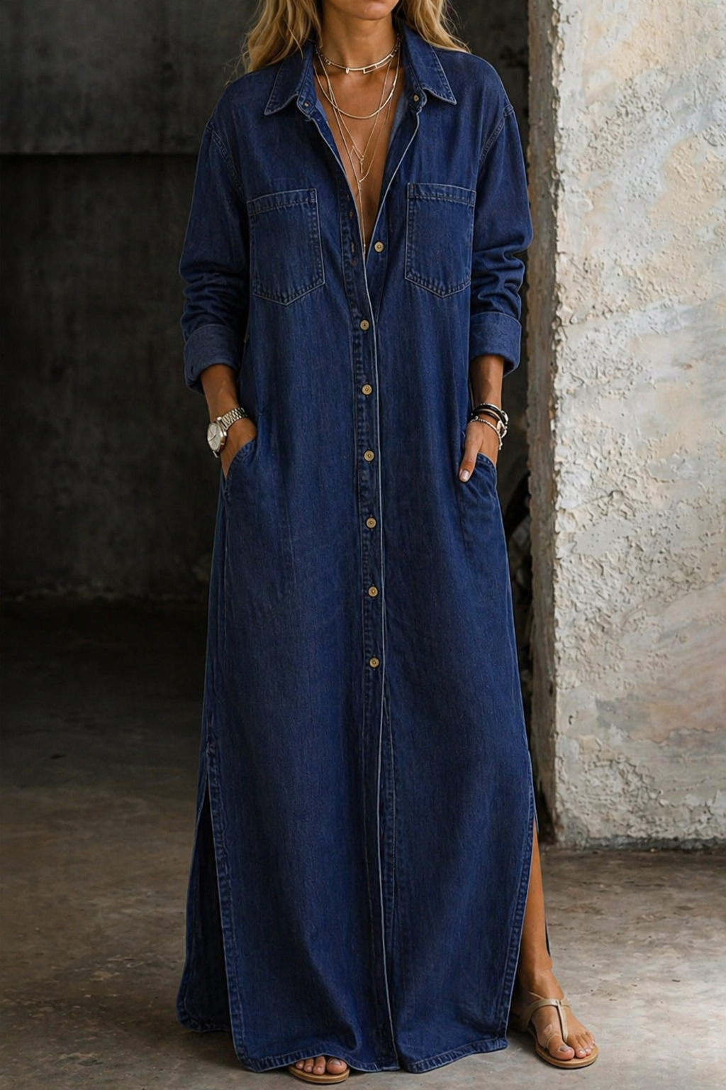 Andrea | Robe Chemise en Jean Boutonnée