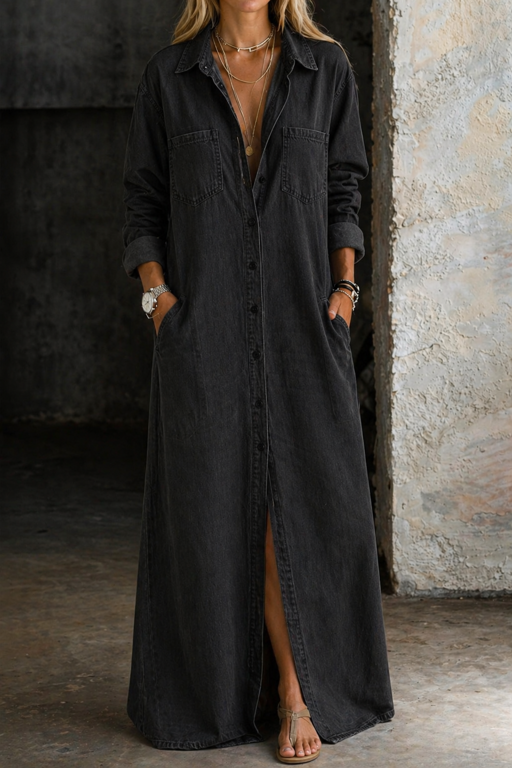Andrea | Robe Chemise en Jean Boutonnée