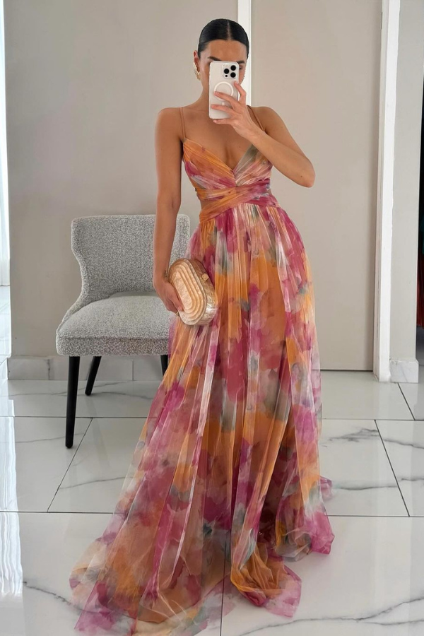 FLORELLA | Maxi Bohemian Dress with Romantic Floral Print