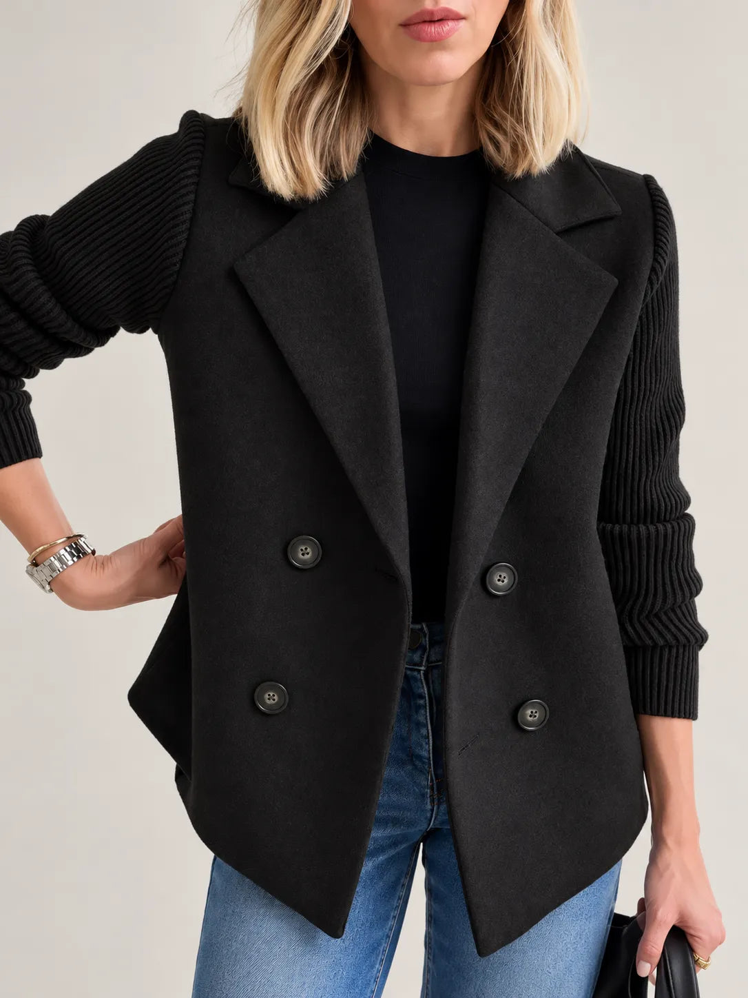 Celeste | Veste Élégante à Double Boutonnage et Manches Côtelées