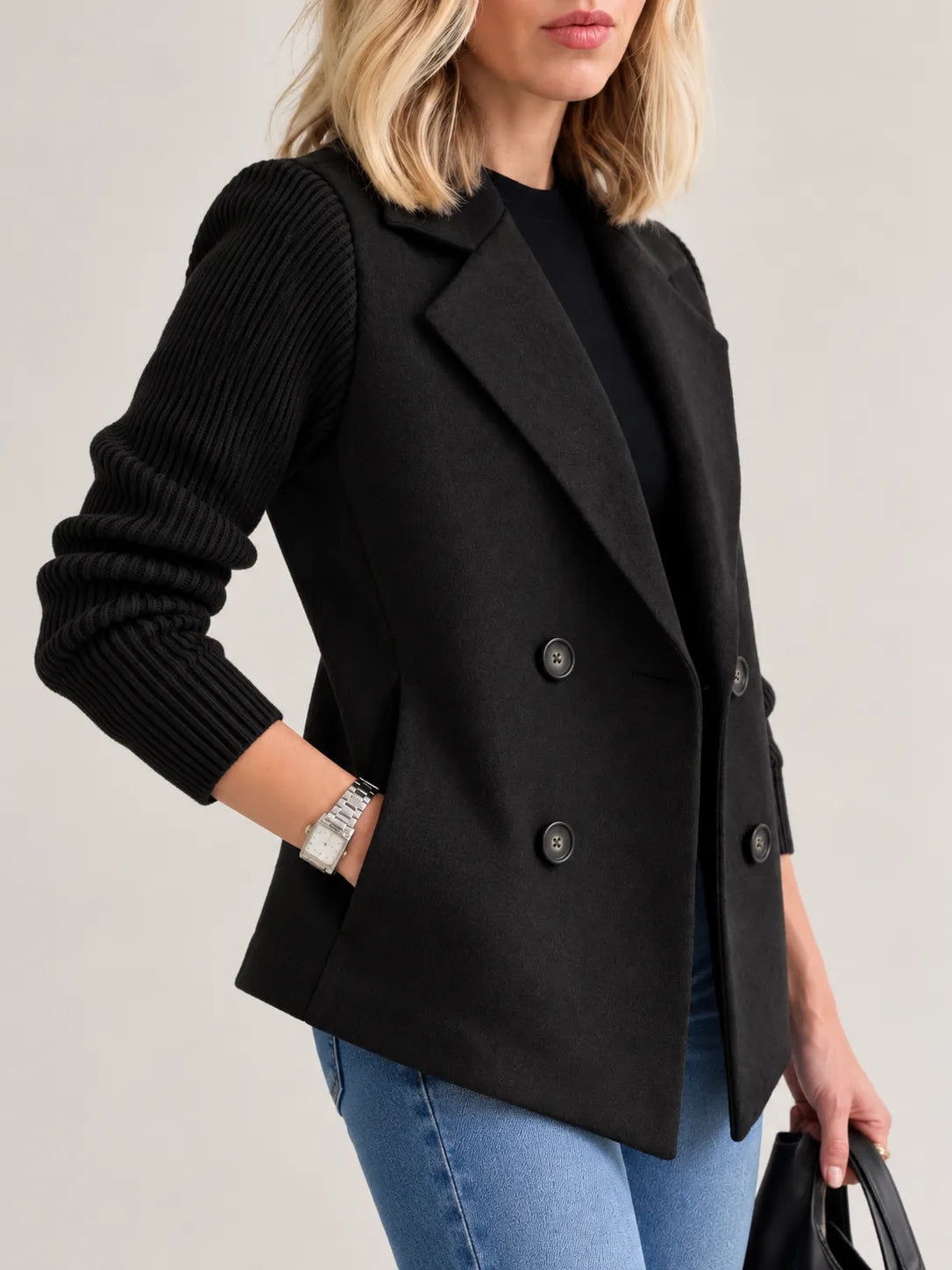Celeste | Veste Élégante à Double Boutonnage et Manches Côtelées