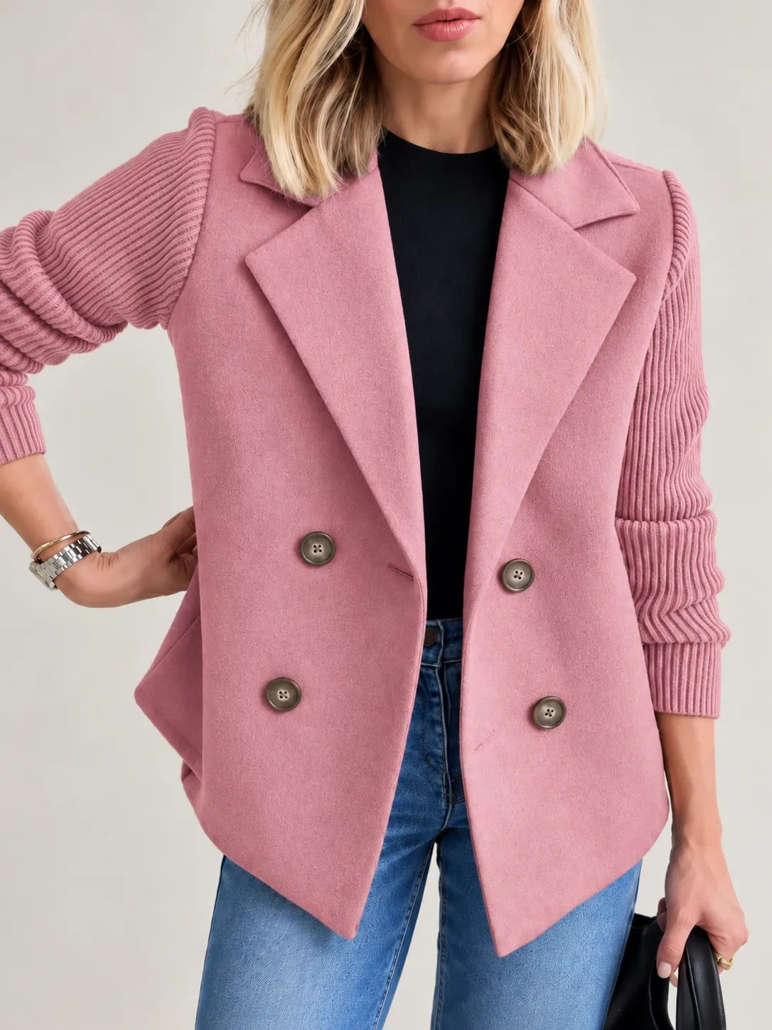Celeste | Veste Élégante à Double Boutonnage et Manches Côtelées