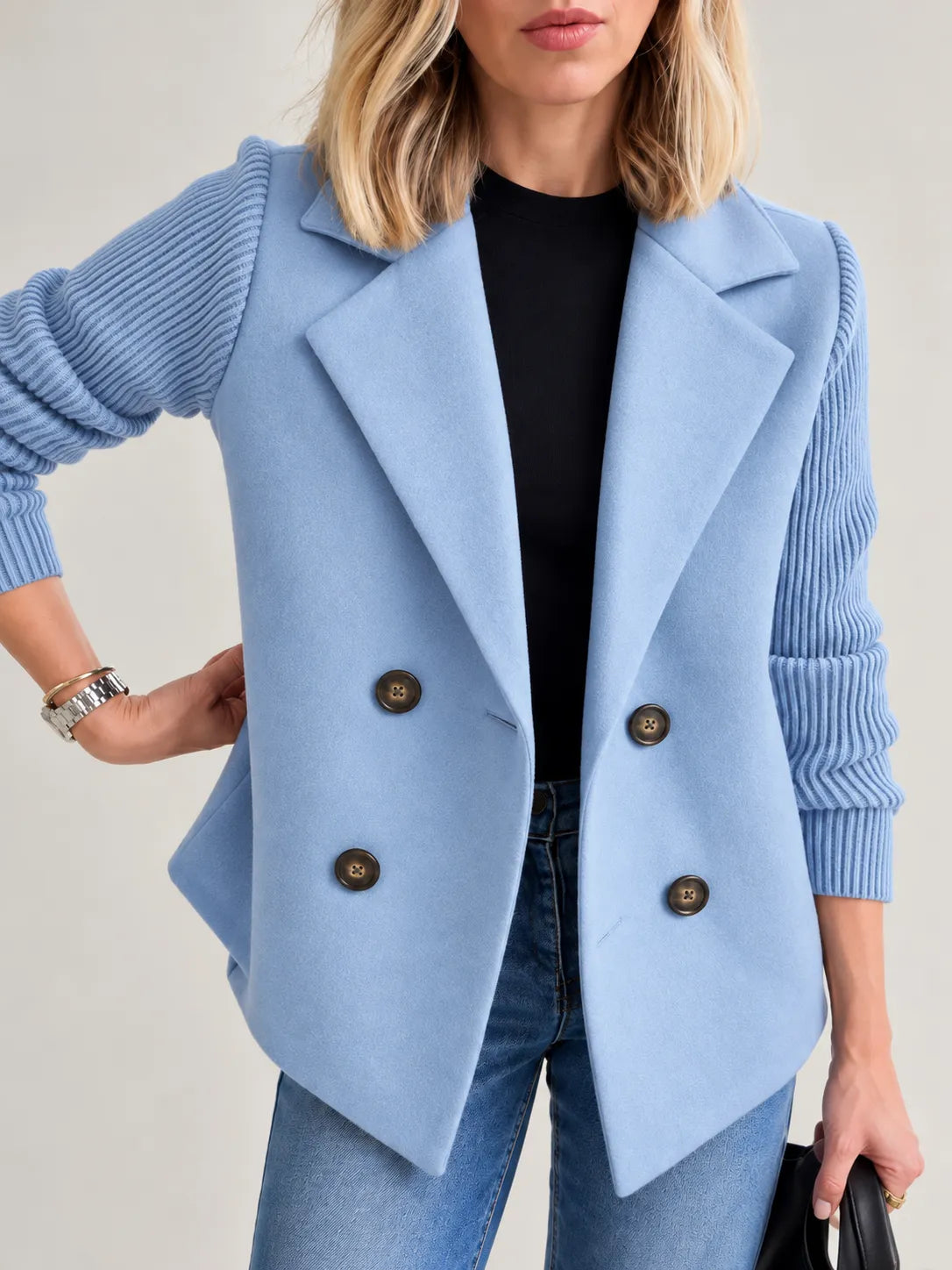 Celeste | Veste Élégante à Double Boutonnage et Manches Côtelées