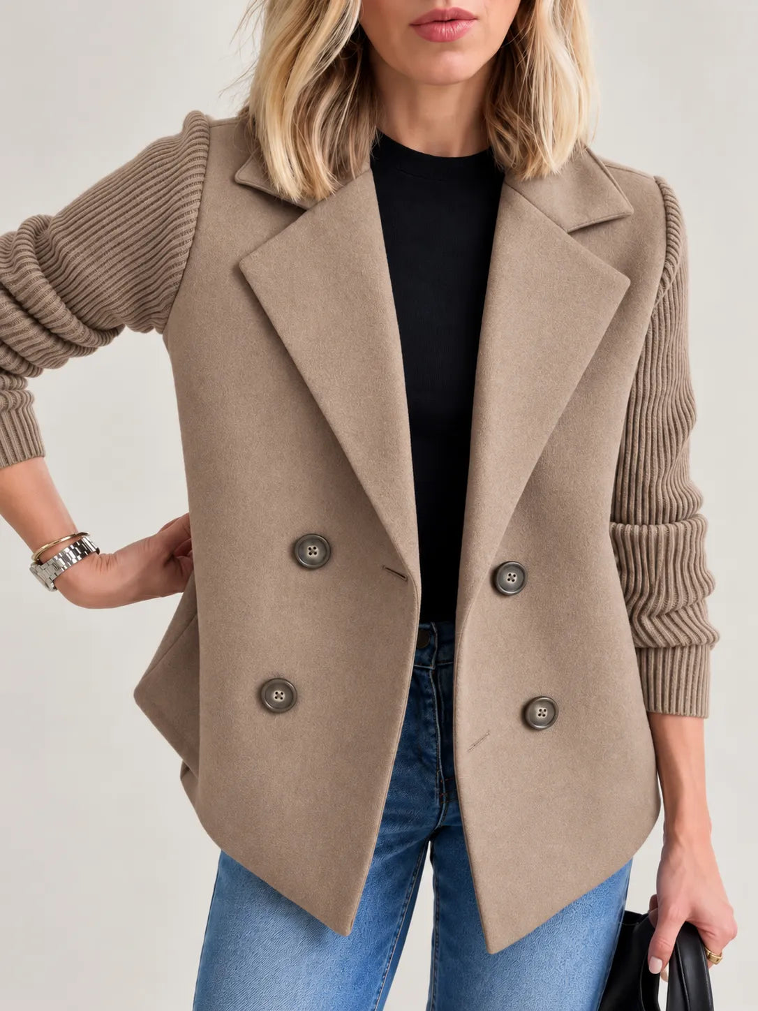 Celeste | Veste Élégante à Double Boutonnage et Manches Côtelées