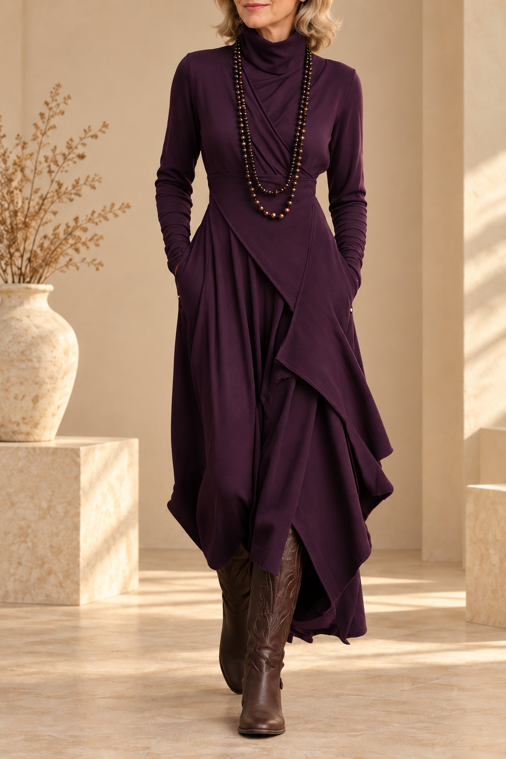 Genevieve | Robe Longue à Col Roulé