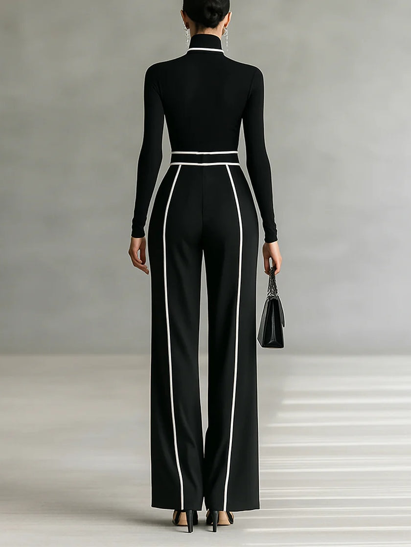 Emma | Ensemble Élégant à Col Montant et Pantalon Large