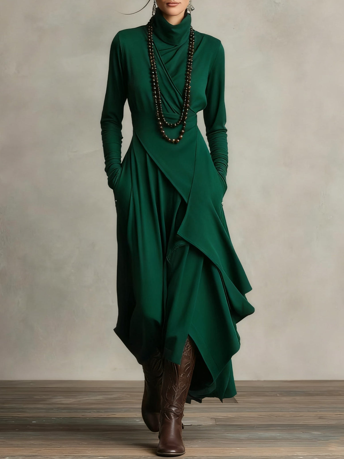 Genevieve | Robe Longue à Col Roulé