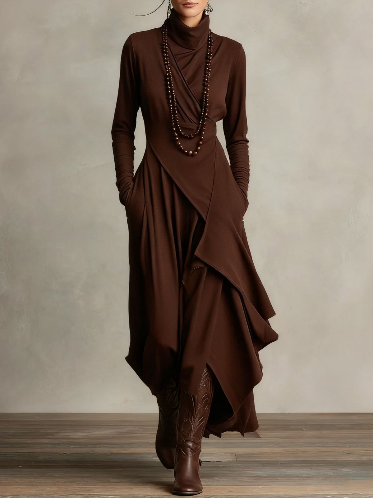 Genevieve | Robe Longue à Col Roulé