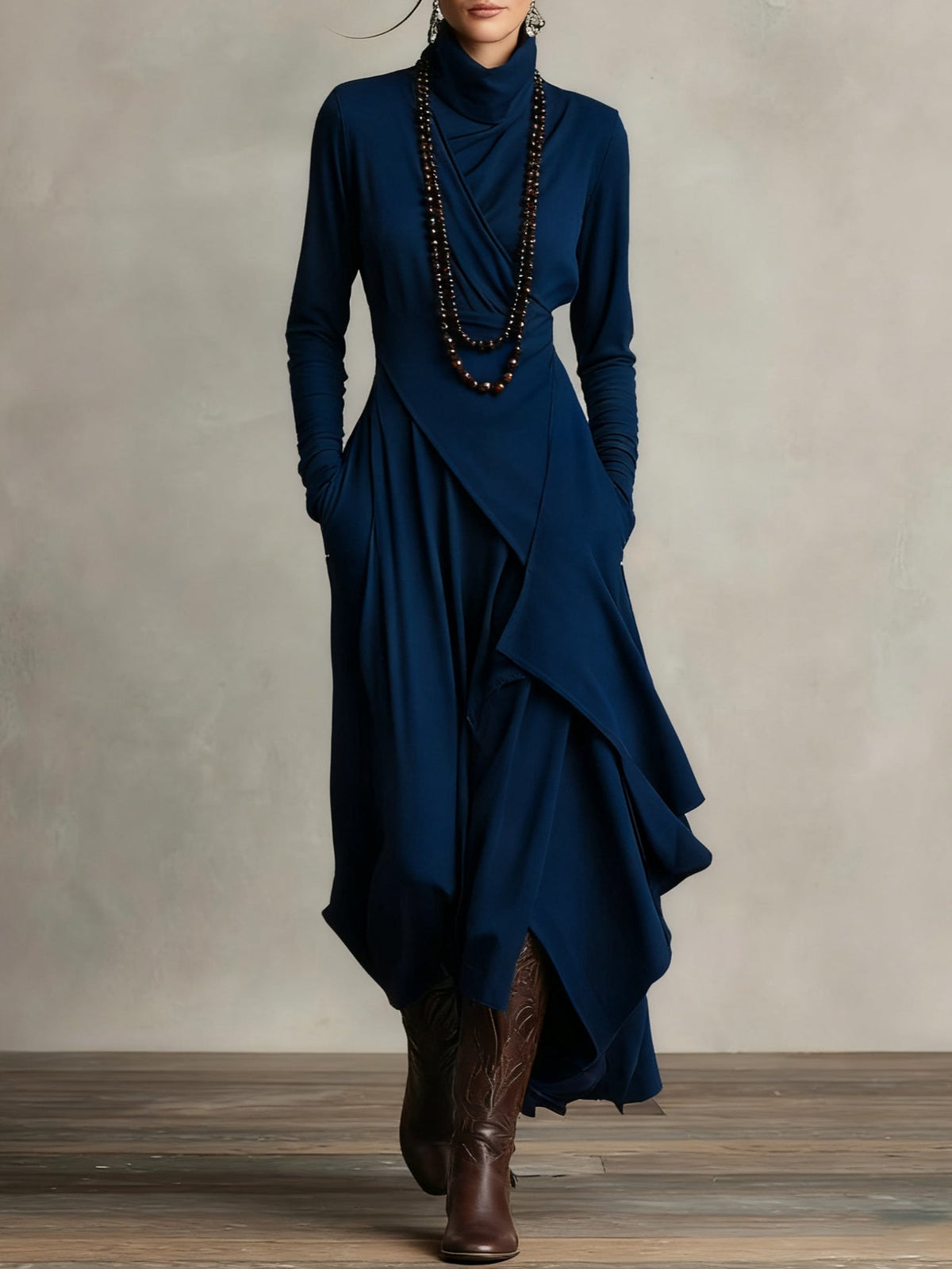 Genevieve | Robe Longue à Col Roulé