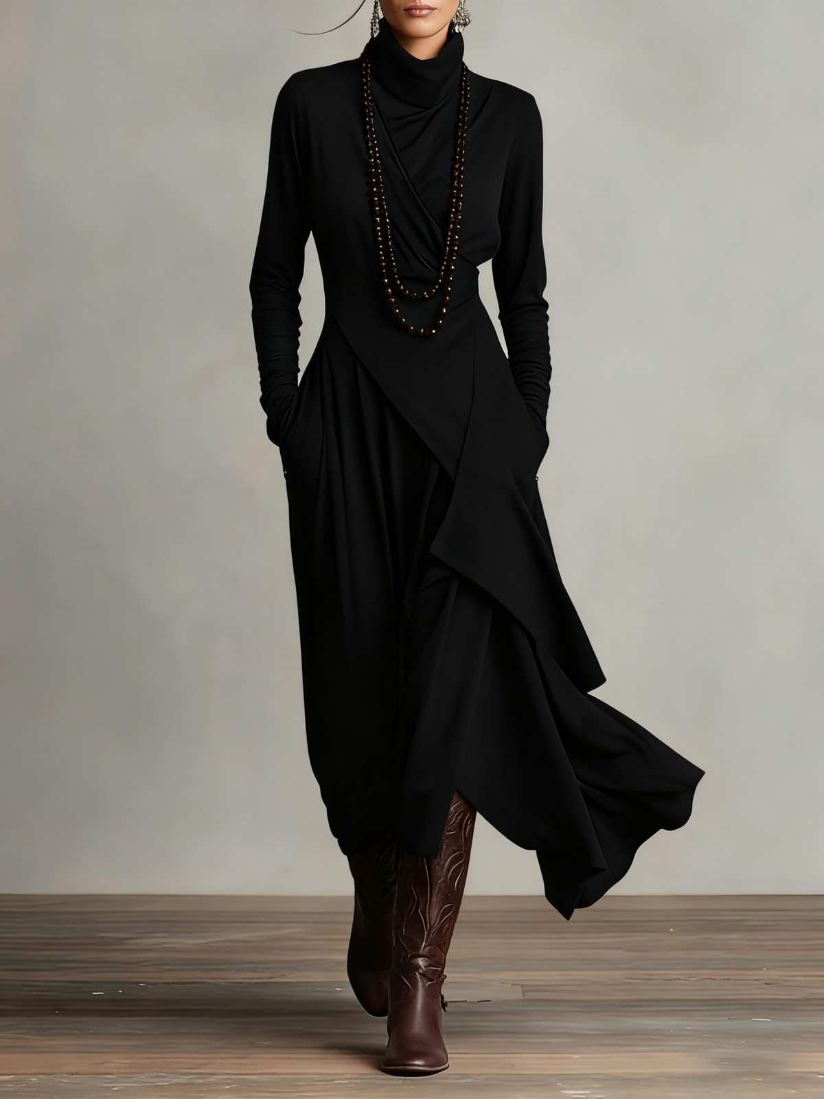 Genevieve | Robe Longue à Col Roulé