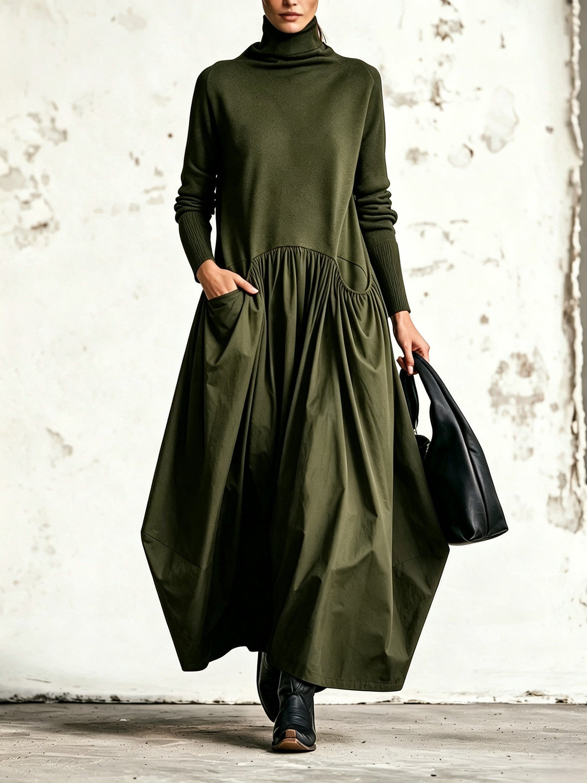 Odette | Robe Maxi Oversize à Col Montant