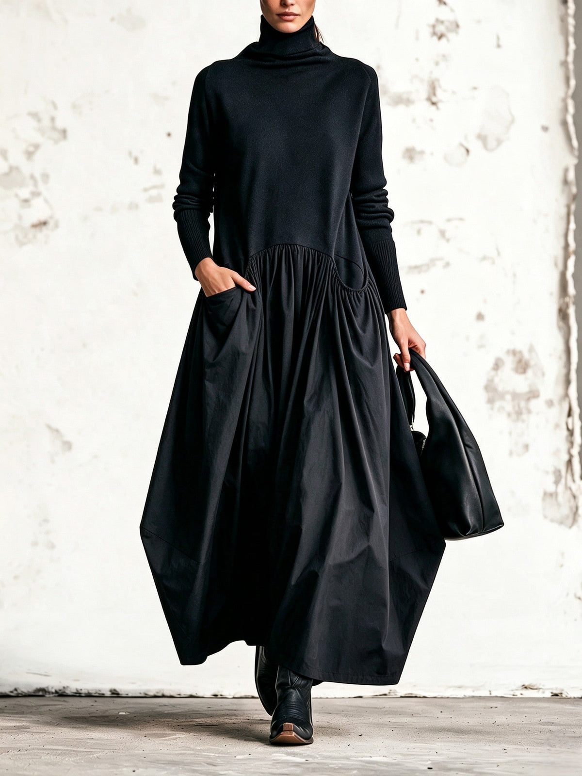 Odette | Robe Maxi Oversize à Col Montant