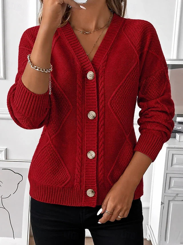 Joyce | Gilet Vintage Boutonné en Maille Torsadée