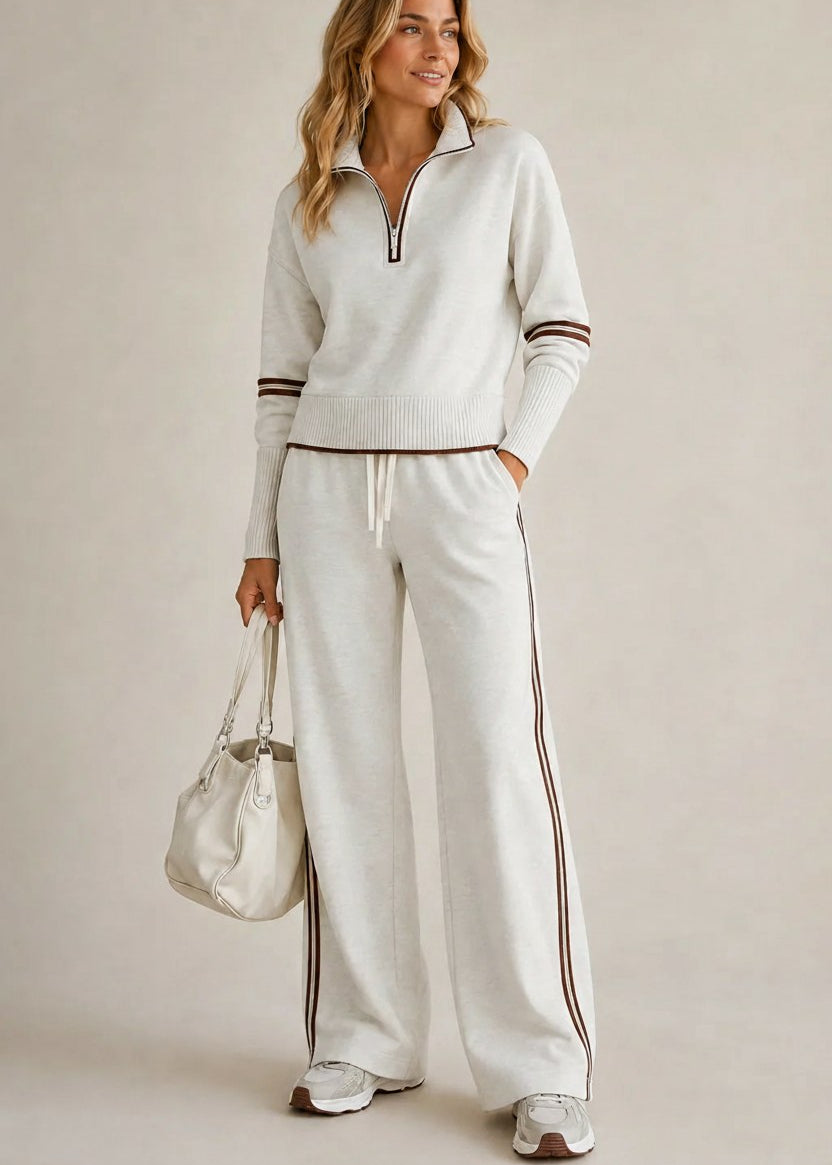 Ensemble Kate | Pull Demi-Zippé & Pantalon Large