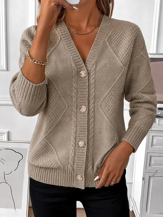 Joyce | Gilet Vintage Boutonné en Maille Torsadée