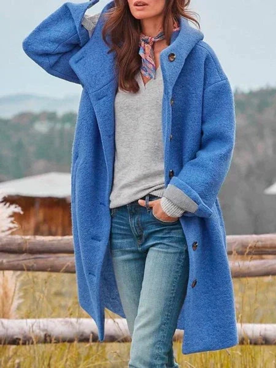 Eleanor | Manteau long à capuche et boutons