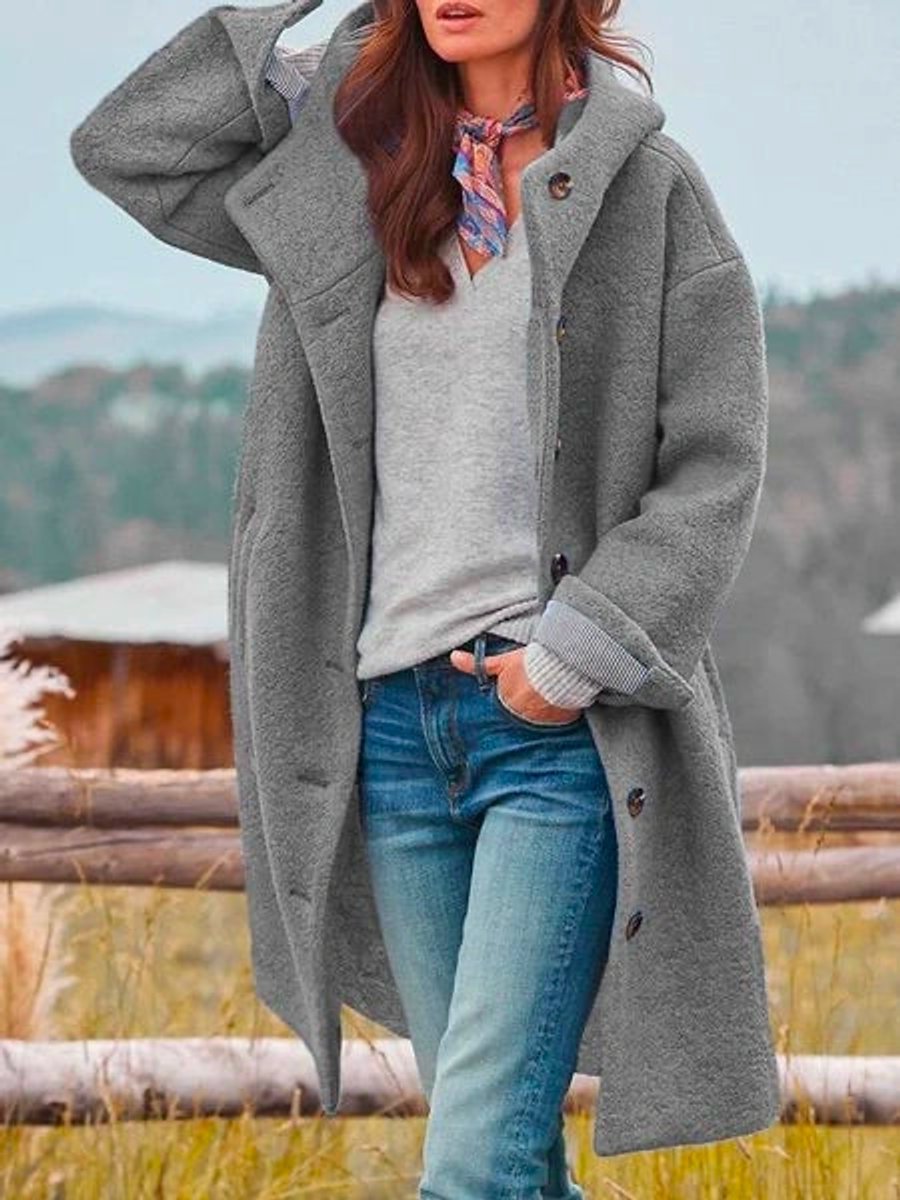 Eleanor | Manteau long à capuche et boutons