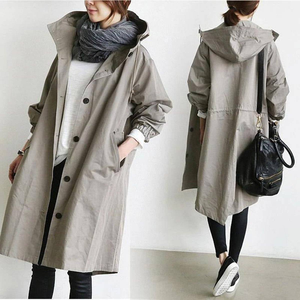 Maisie | Manteau Oversize à Capuche et Boutons sur le Devant