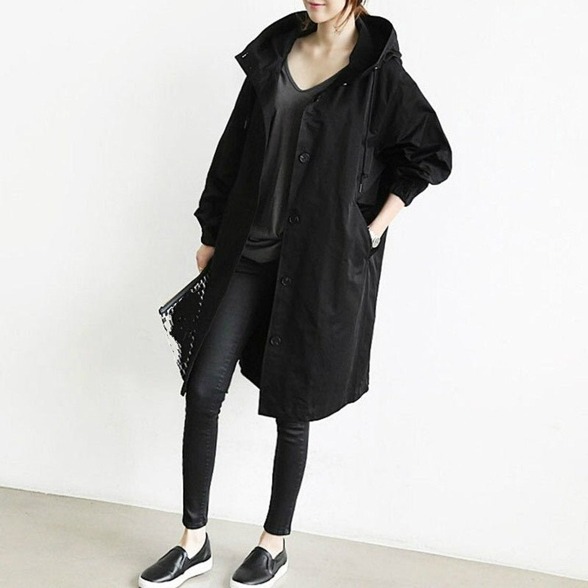 Maisie | Manteau Oversize à Capuche et Boutons sur le Devant